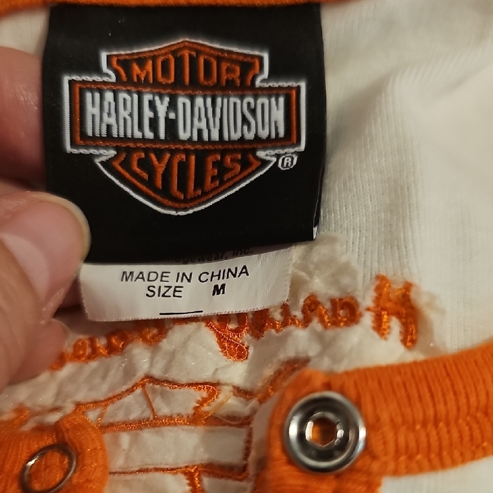 Harley-Davidson White and Orange Women's Tank - Picture 2 of 3